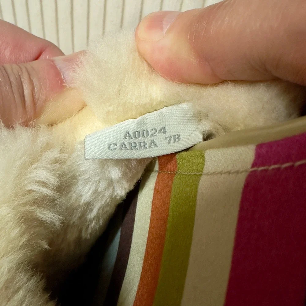 NWOT Coach Carra Women 7 Sand Tan Suede Shearling Slippers Signature C Charm Y2K